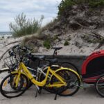 Mielno atrakcje - ścieżka rowerowa - stoją dwa żółte rowery